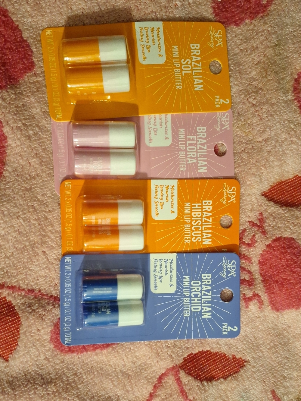 Spa Luxury Brazilian Mini Lip Butter 8-Pack - Orange, Pink, Blue